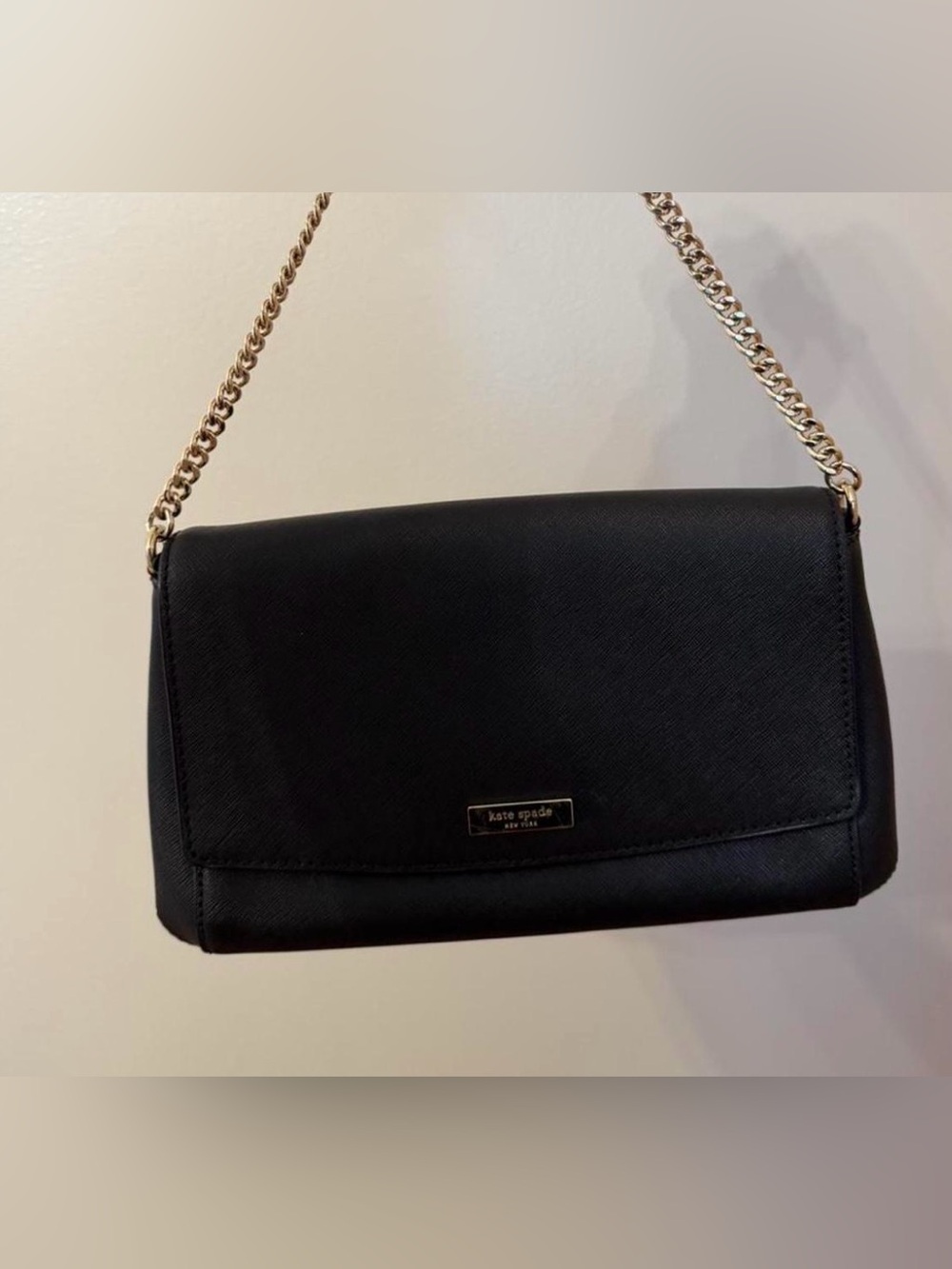 kate spade Black Leather Chain Shoulder Crossbody Bag